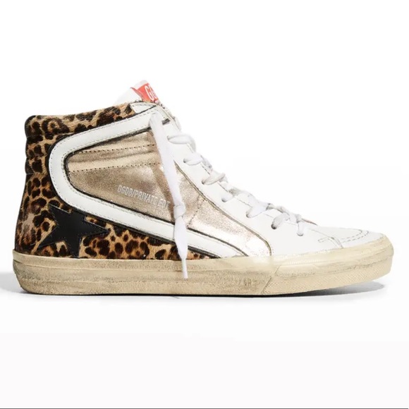 Golden Goose Leopard Print and White Sneakers - Picture 1 of 14